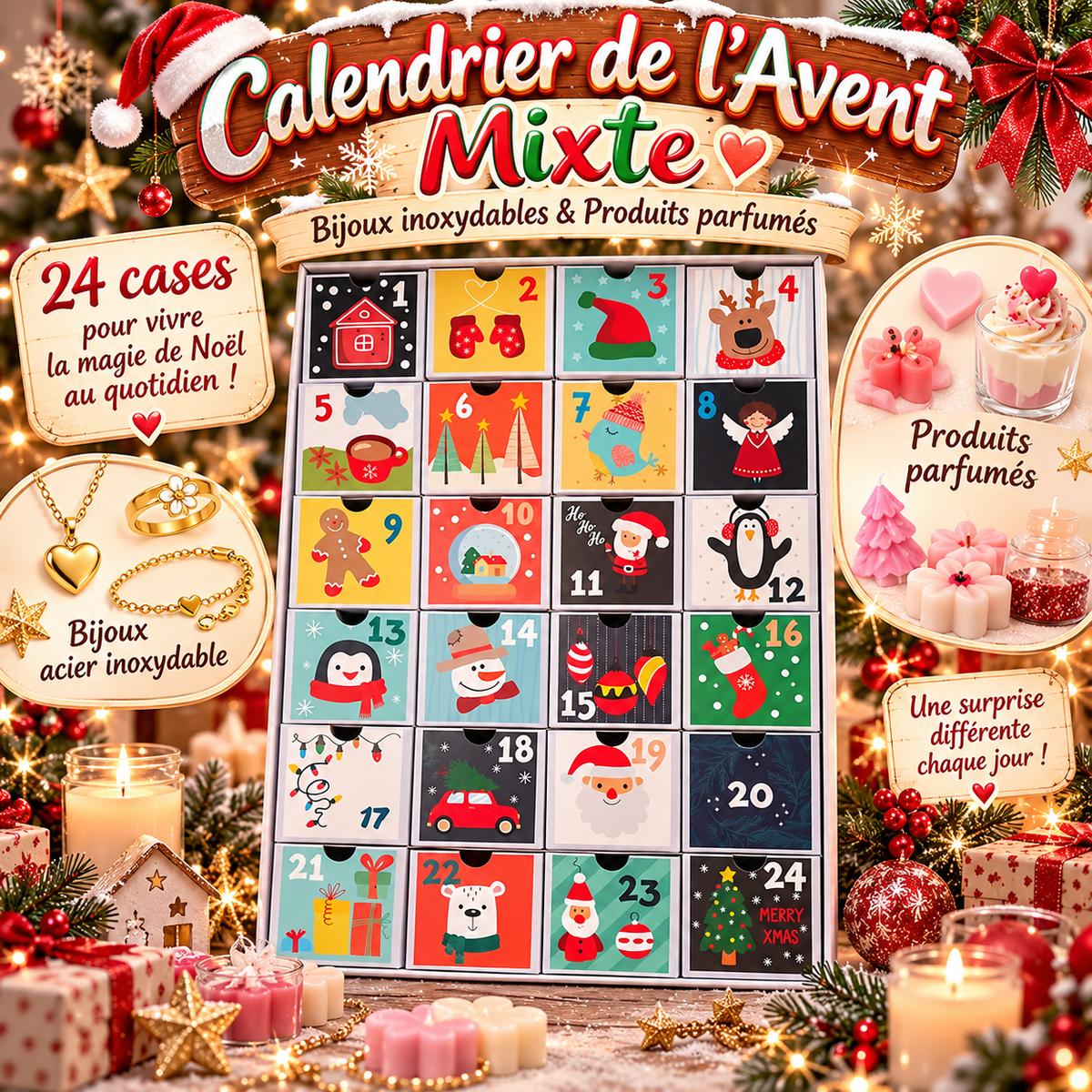 đ Calendrier de lâAvent Mixte â Bijoux & Produits ParfumĂ©s đ