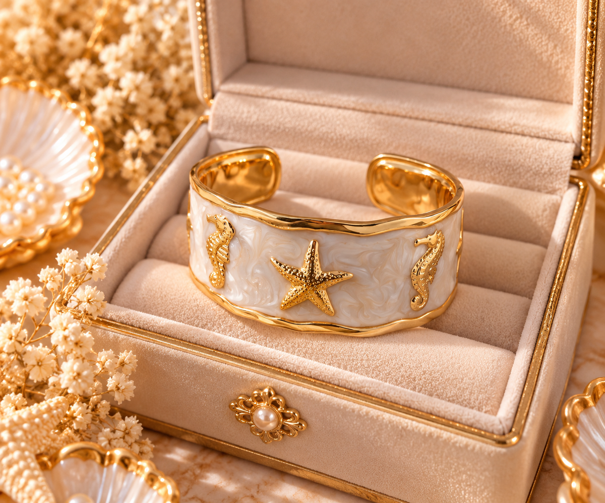 Bracelet réglable Océane blanc nacré