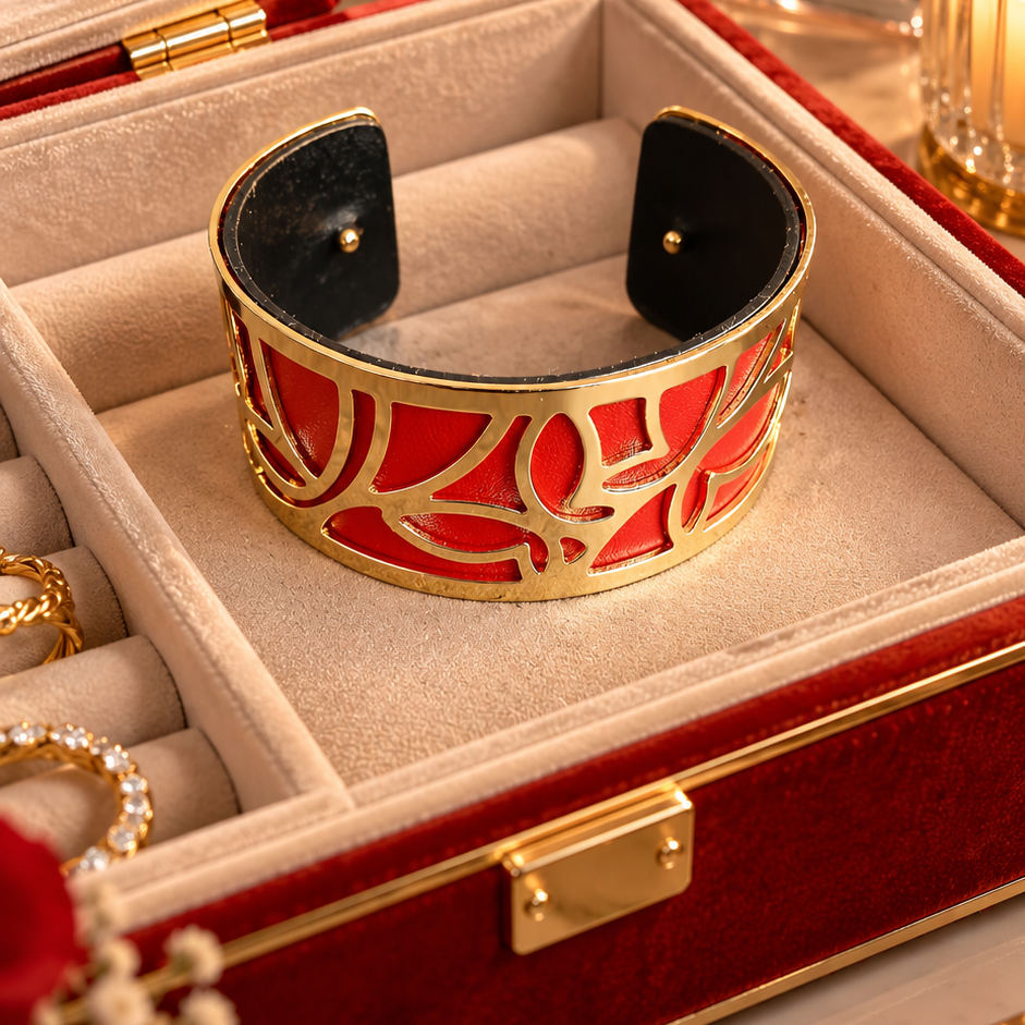 BRACELET REVERSIBLE -2 STYLE EN 1 ( noir et rouge )