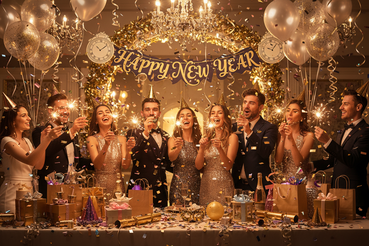 Images pour nouvelle année avec des cotillons