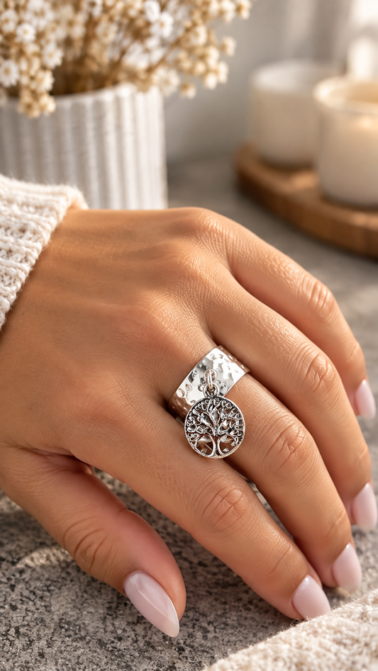 Bague « Éternelle » – Arbre de Vie en acier inoxydable