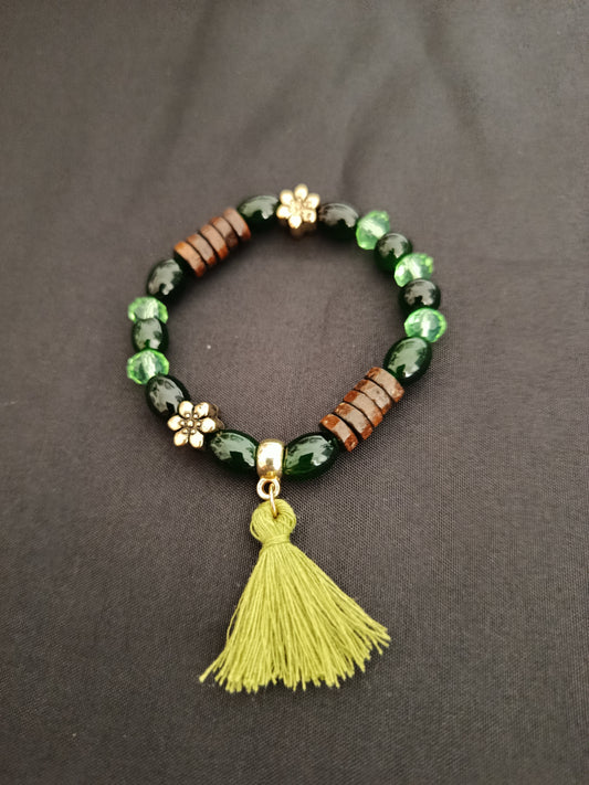 Bracelet fantaisie Ponpon vert