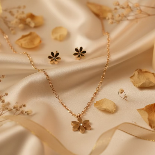 🌸 Parure collier et boucles d’oreilles fleur 🌸