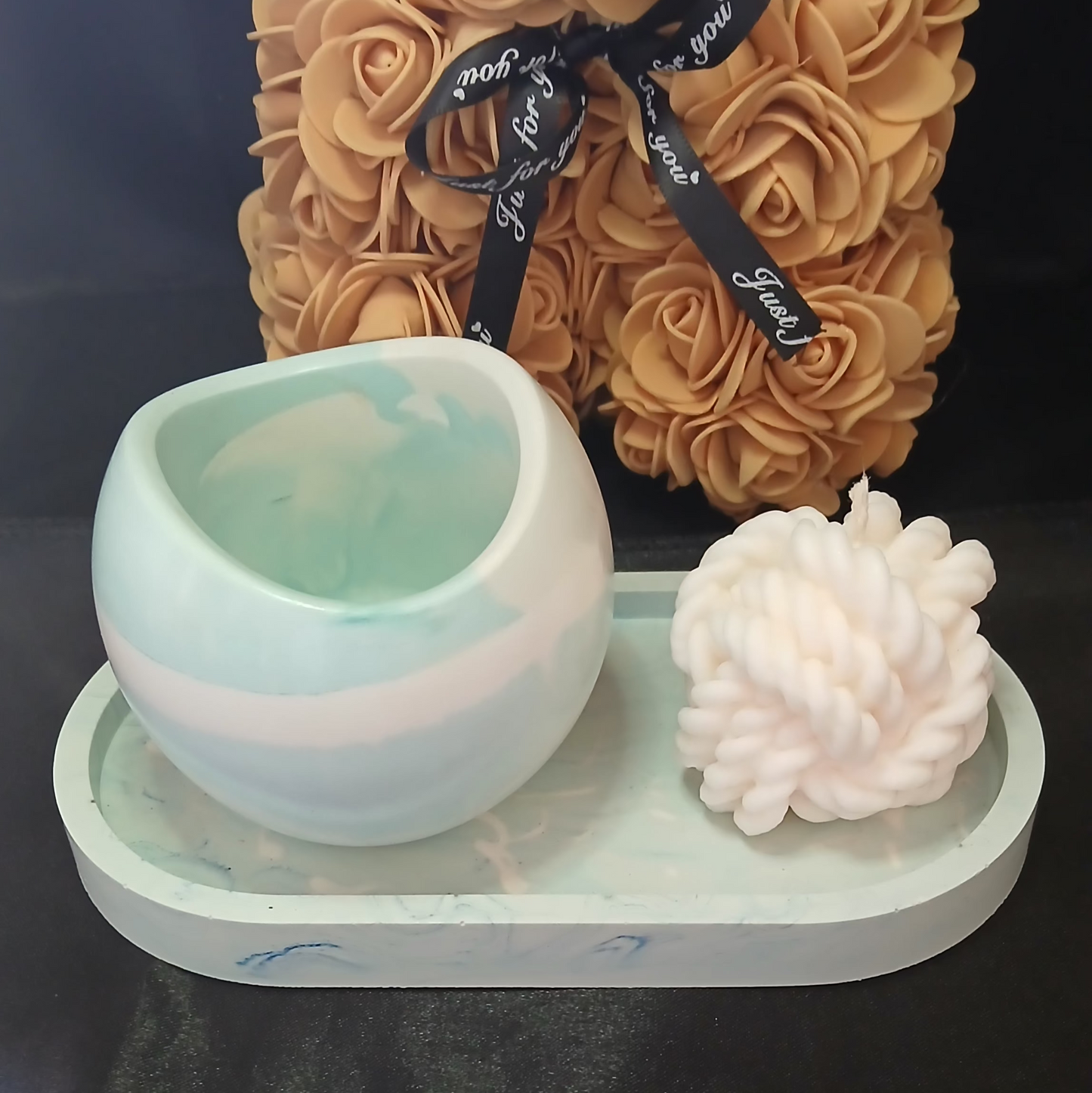 🌿 Pot et Plateau Décoratif ET SA BOUGIE CITRONNELLE