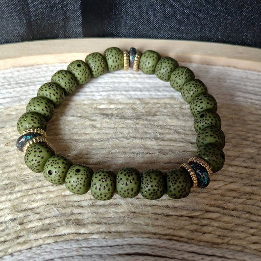 Bracelet Fantaisie Perles Vert & Noir