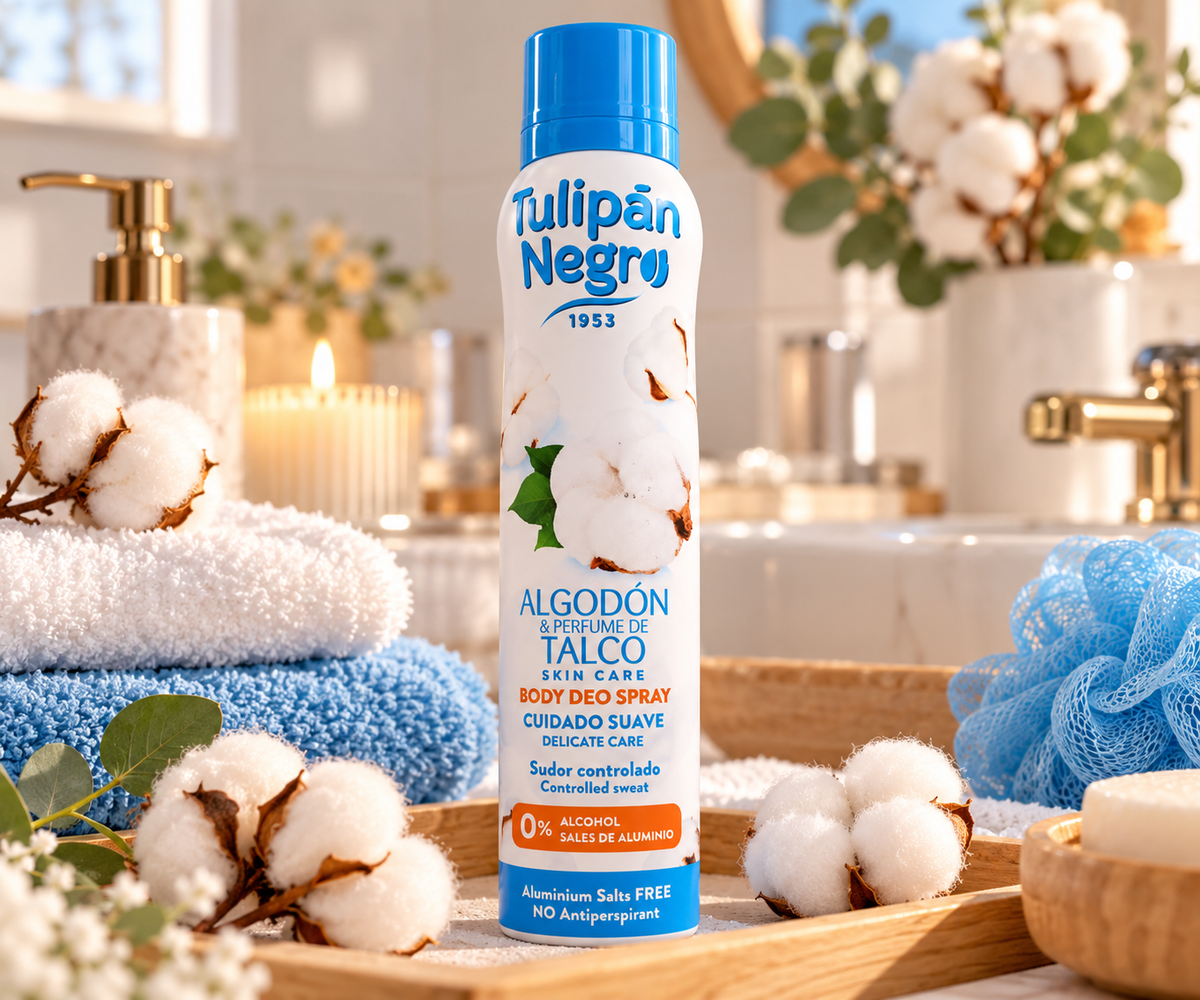 💙 Déodorant Spray Algodón & Talco Tulipán Negro 200 ML ✨