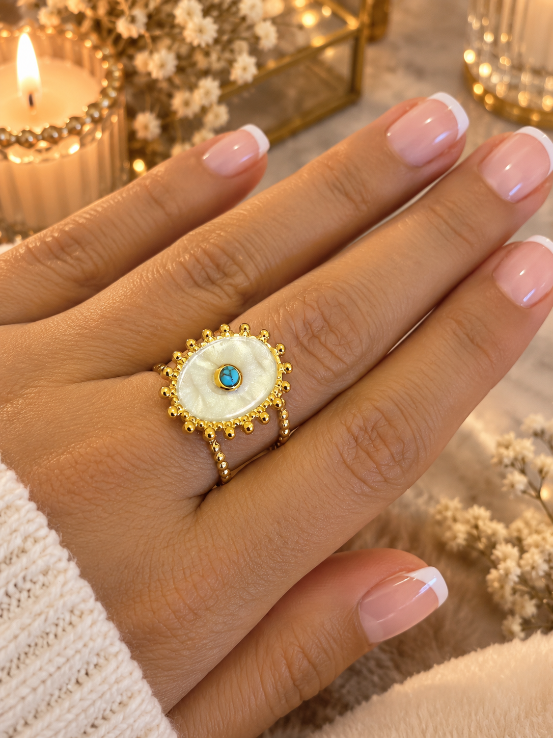 Bague réglable Blanche