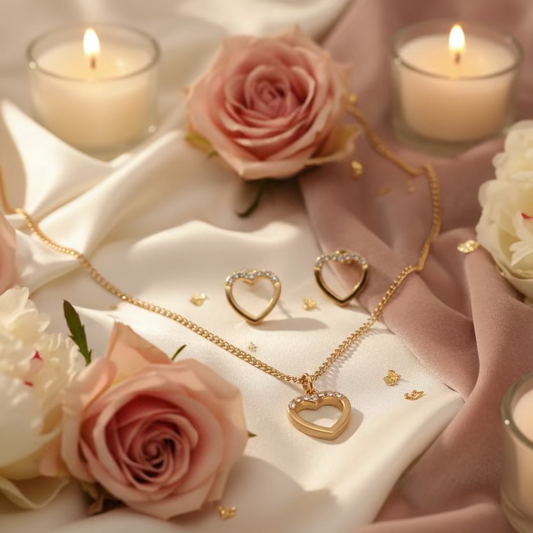 ❤️ Parure chaîne et boucles d’oreilles cœur ❤️
