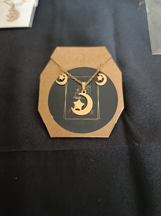 Parure croissant de lune étoile