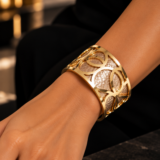 BRACELET REVERSIBLE- 2 STYLES EN 1 (noir et champagne )