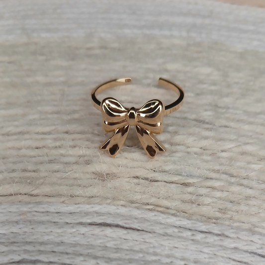 🎀 Bague ajustable avec nœud de Noël 🎀